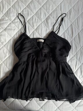 Abercrombie & Fitch Black Pleated Spaghetti Strap Camisole